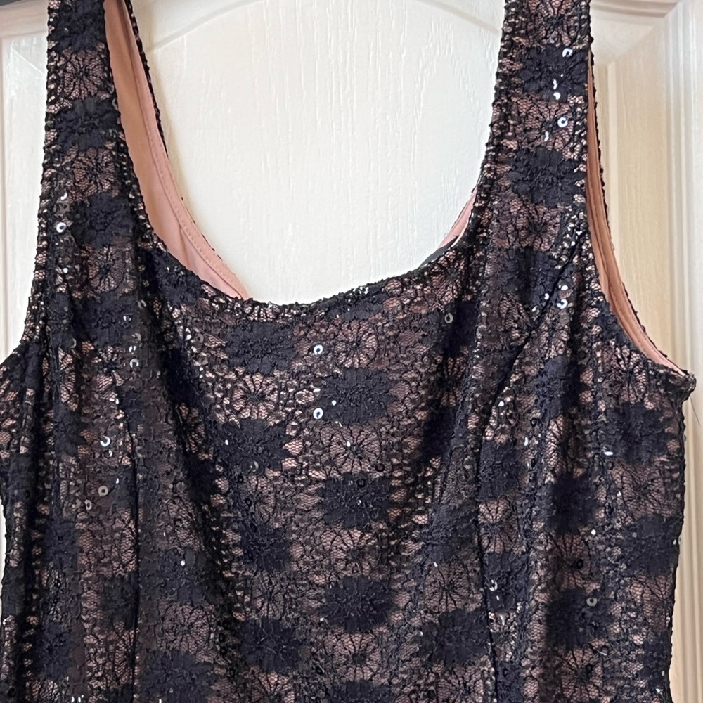 Alex Evenings Black lace sequined Formal Party Women's Dress Petite Size 14